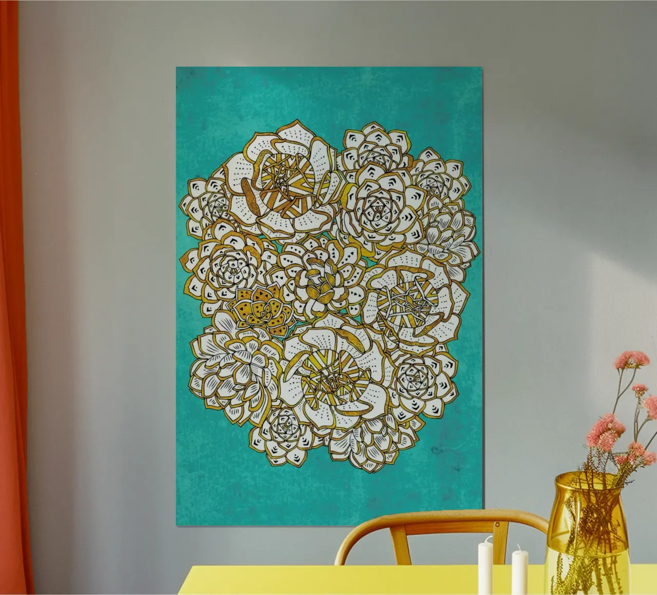 Blooming Succulents poster con telaio in plastica da Pom Graphic Design
