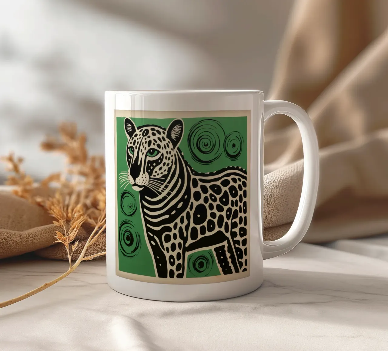 Ghepardo verde 1 tazza in ceramica da Minimal Animal Art