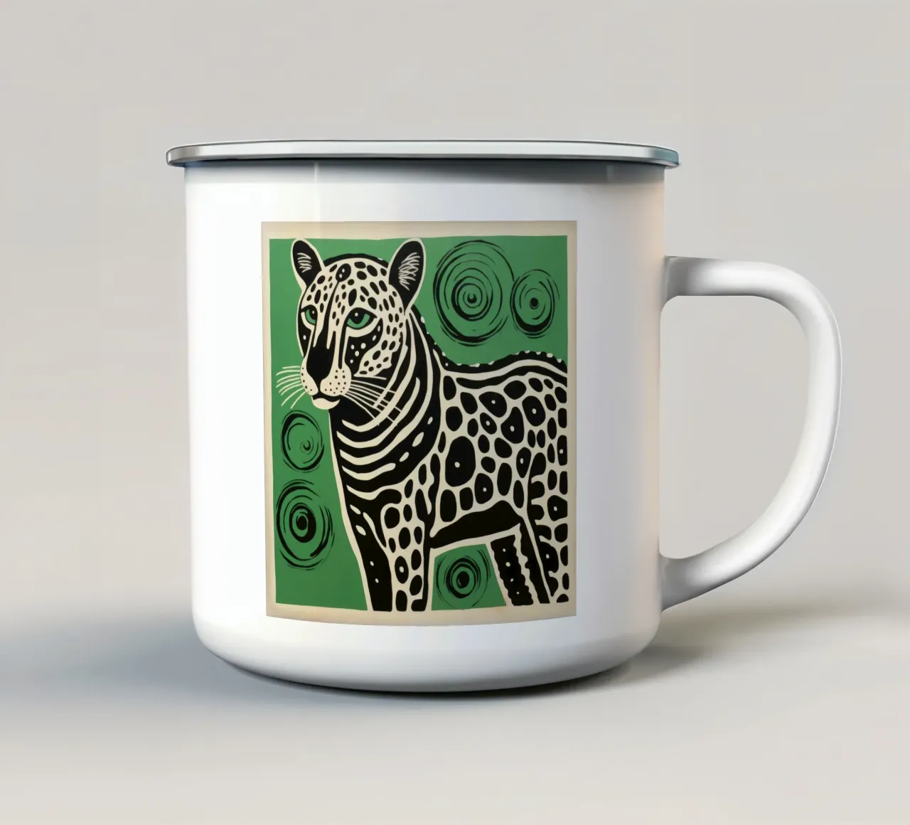 Ghepardo verde 1 tazza in smalto da Minimal Animal Art