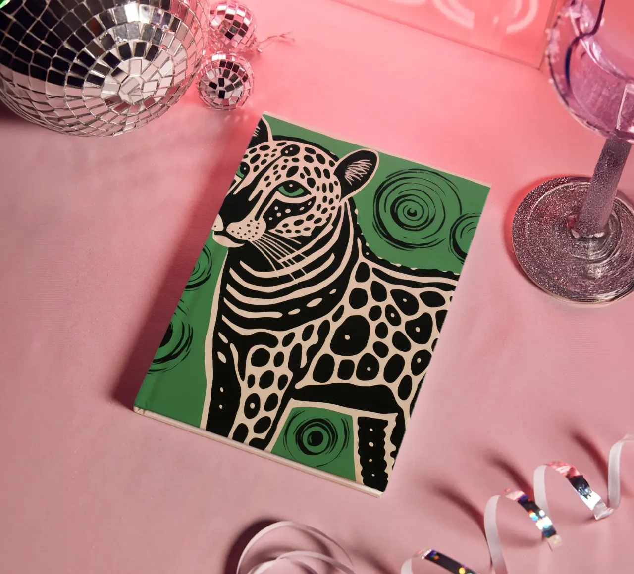Guépard vert 1 carnet de notes de Minimal Animal Art