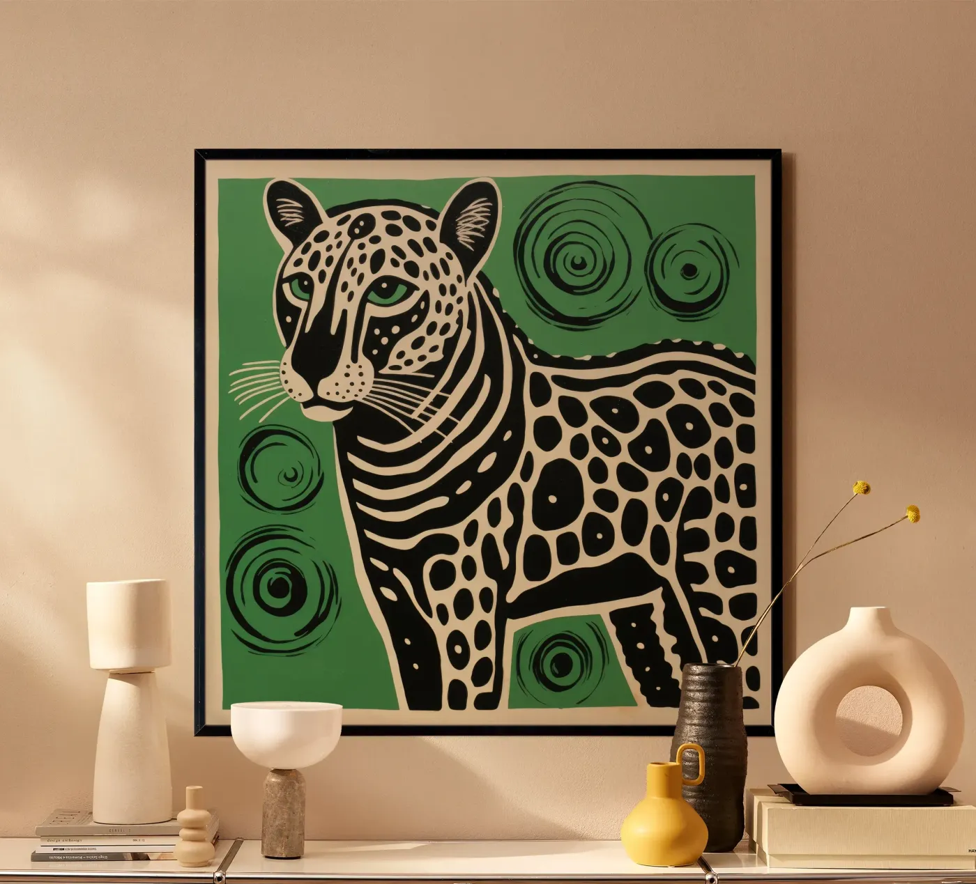 Green Cheetah poster de Minimal Animal Art