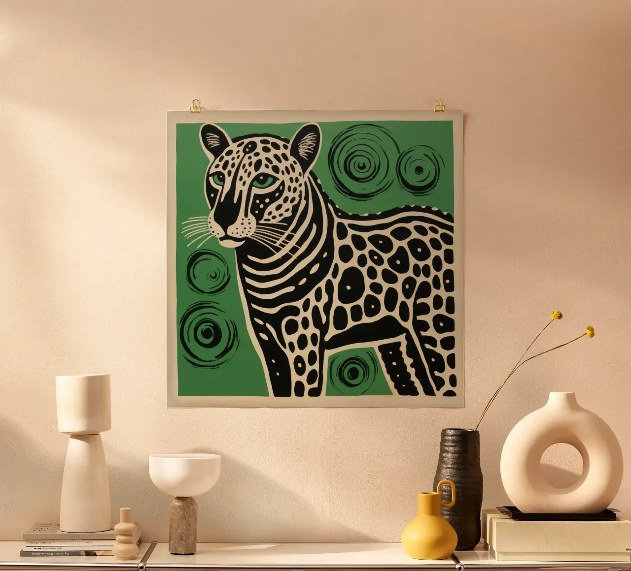 Guépard vert poster de Minimal Animal Art