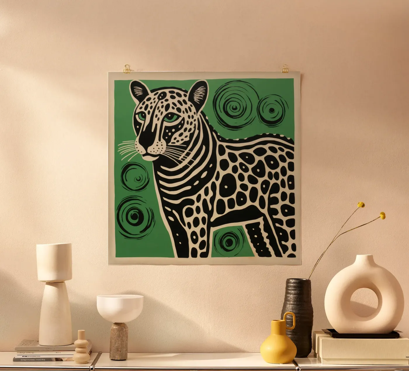 Green Cheetah poster de Minimal Animal Art