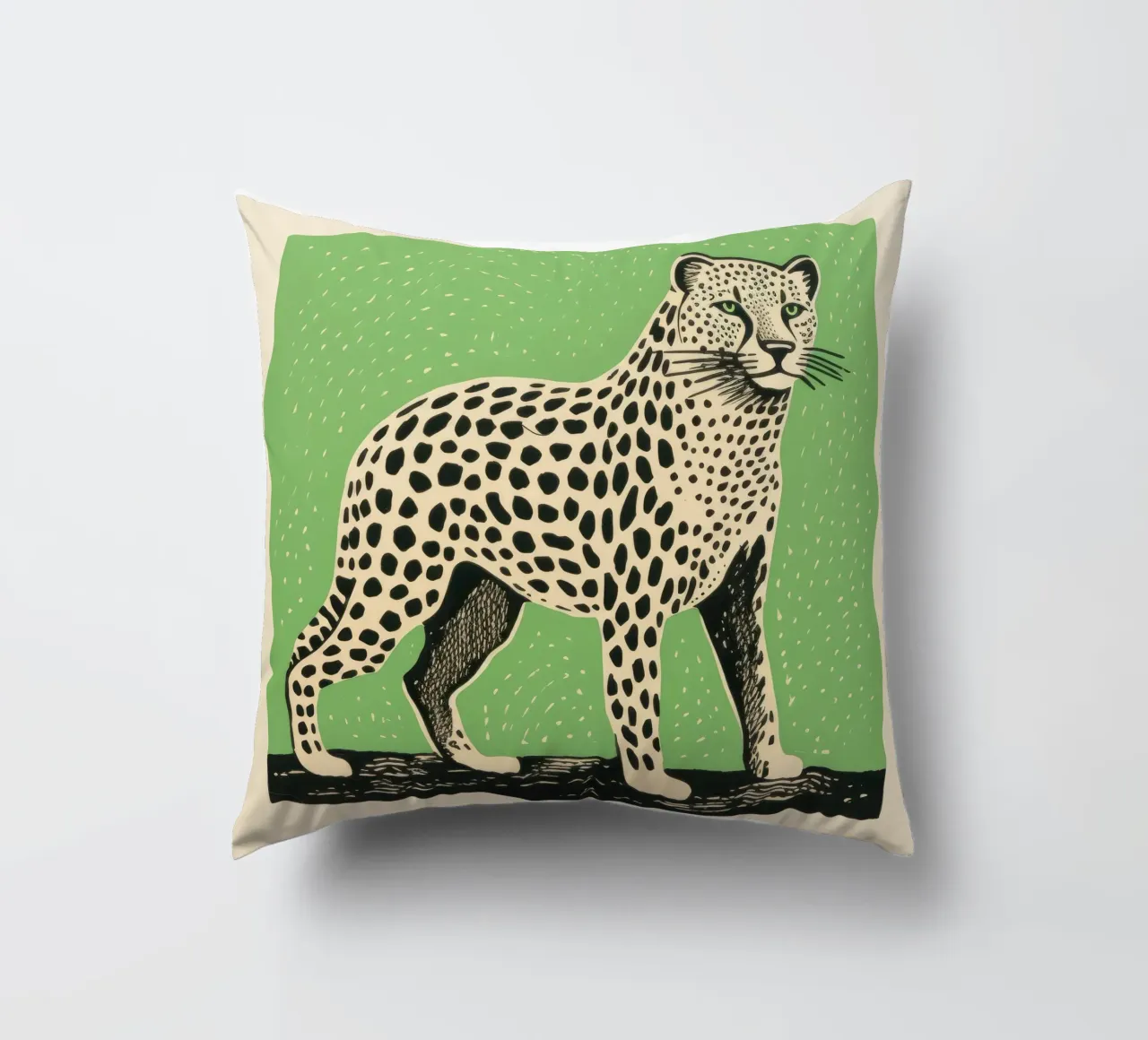 Ghepardo verde 2 cuscino da Minimal Animal Art