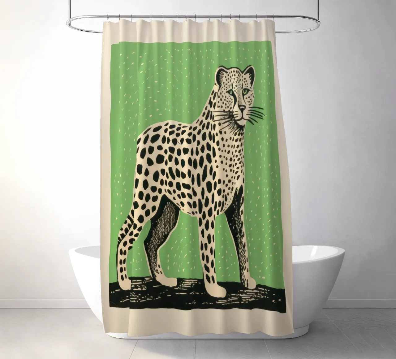 Ghepardo verde 2 tenda da doccia da Minimal Animal Art