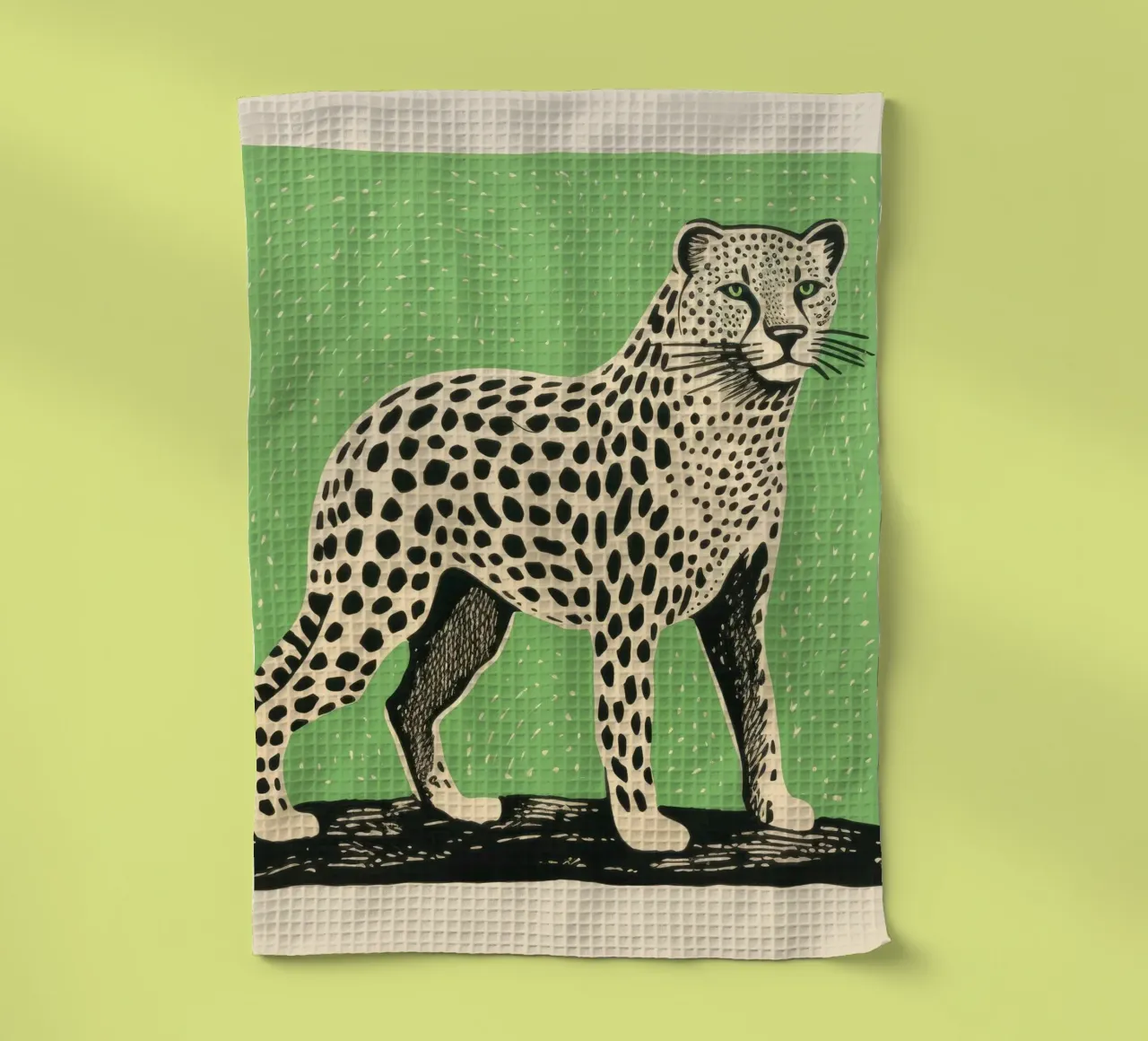 Ghepardo verde 2 canovaccio da cucina da Minimal Animal Art