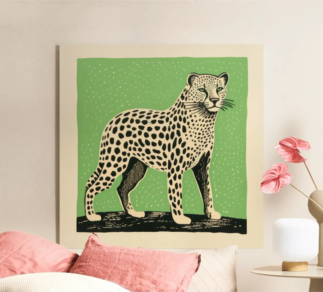Ghepardo verde 2 plexiglass da Minimal Animal Art