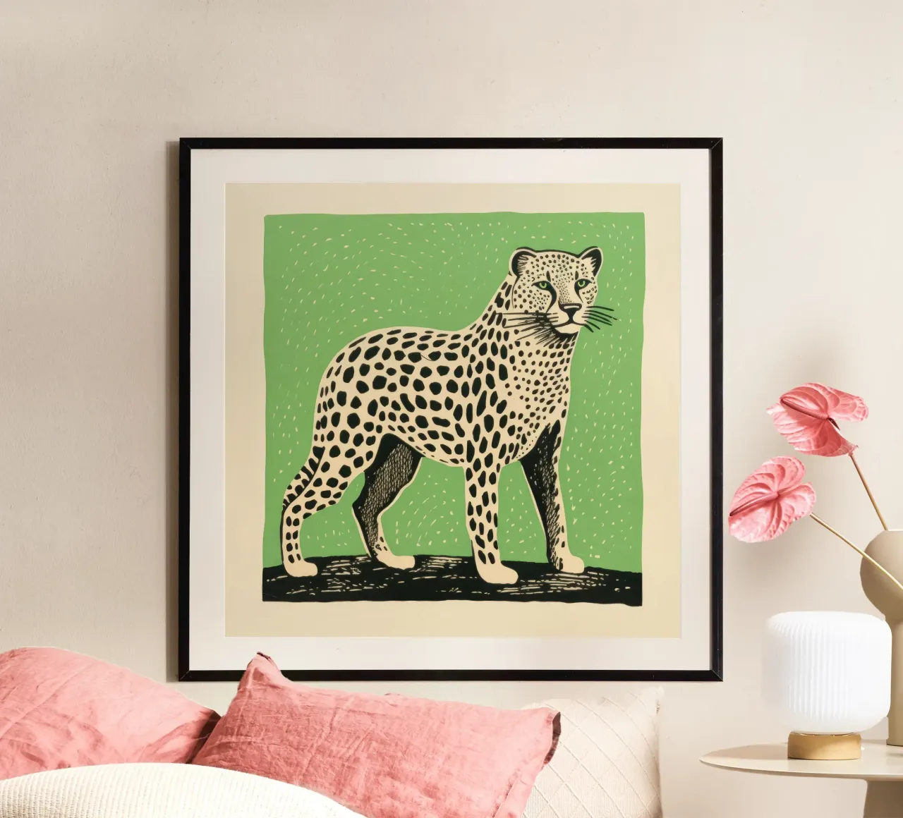 Guépard vert poster de Minimal Animal Art