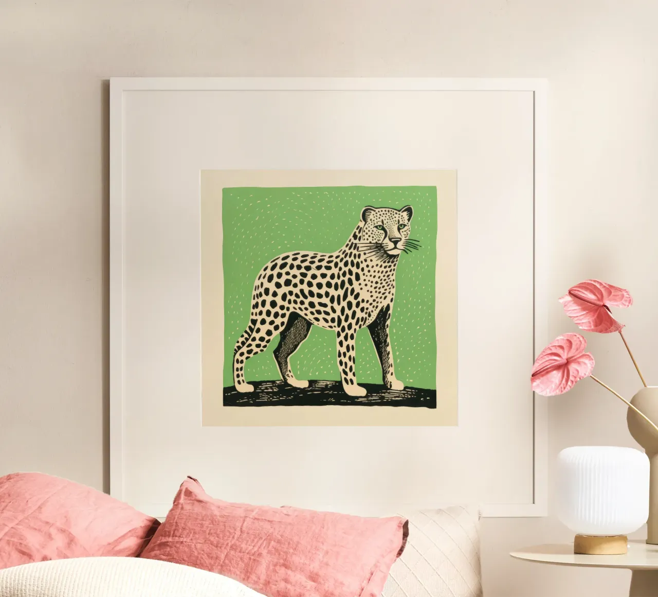 Guépard vert poster de Minimal Animal Art