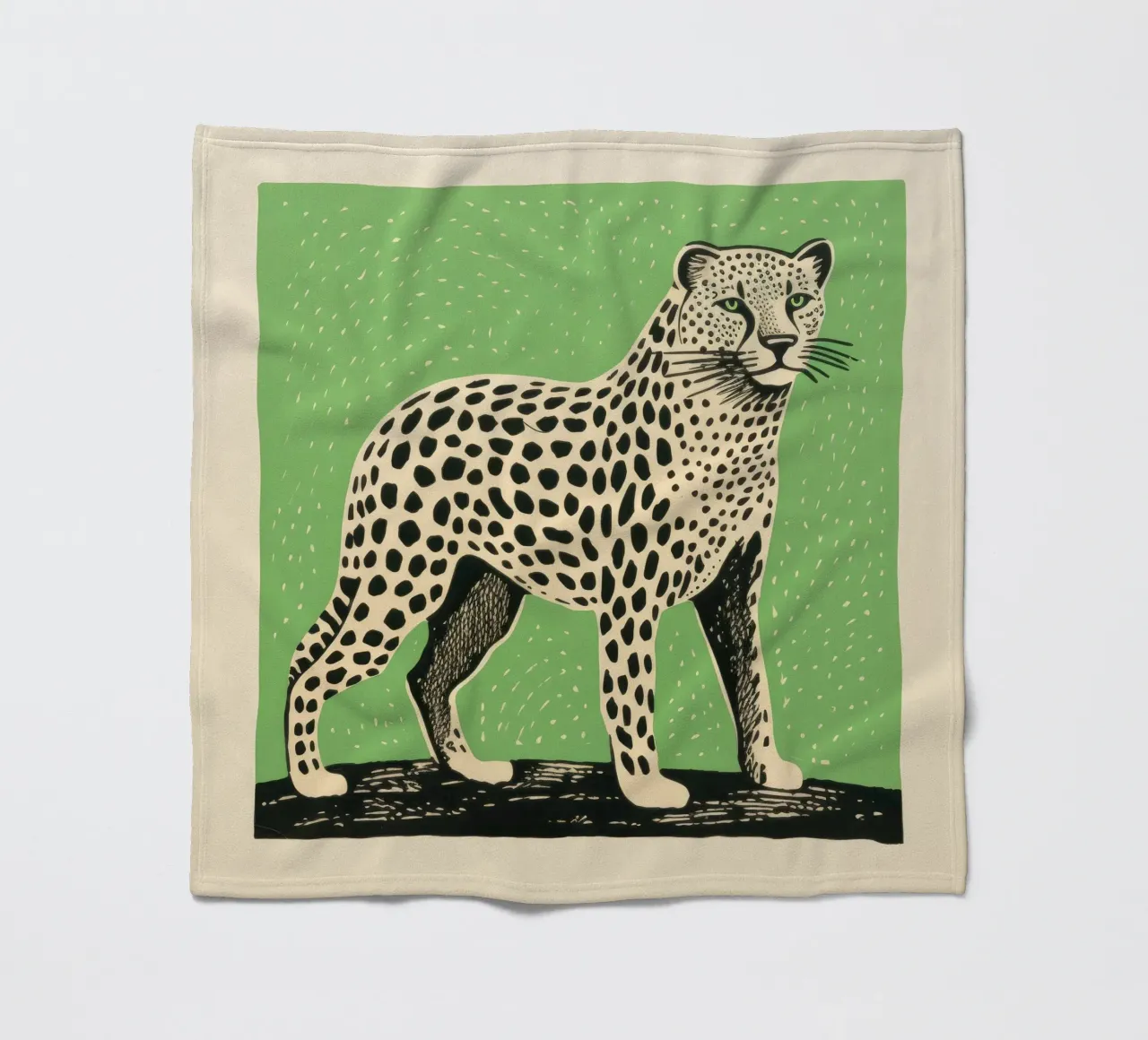 Ghepardo verde 2 coperta in pile da Minimal Animal Art