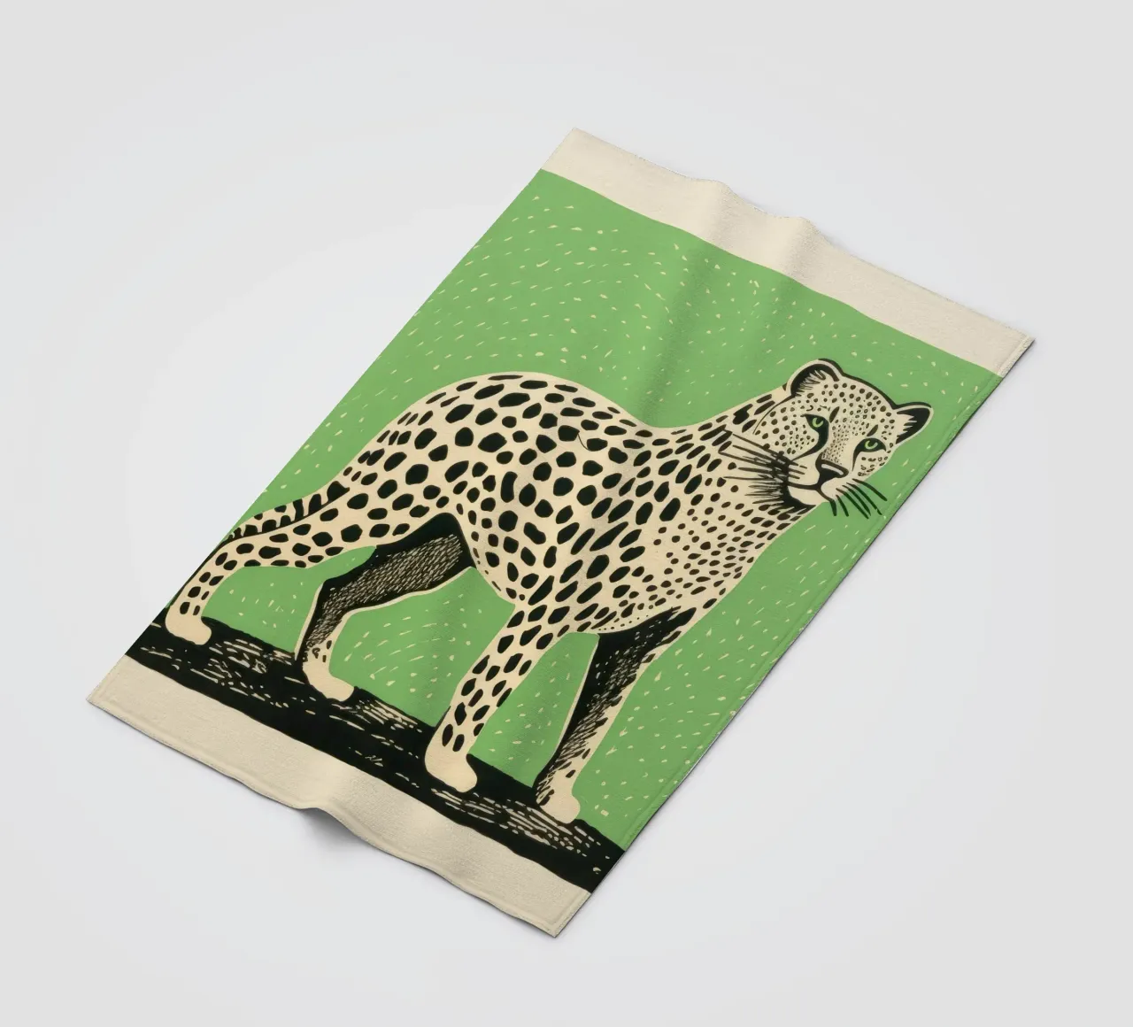 Ghepardo verde 2 coperta in pile da Minimal Animal Art