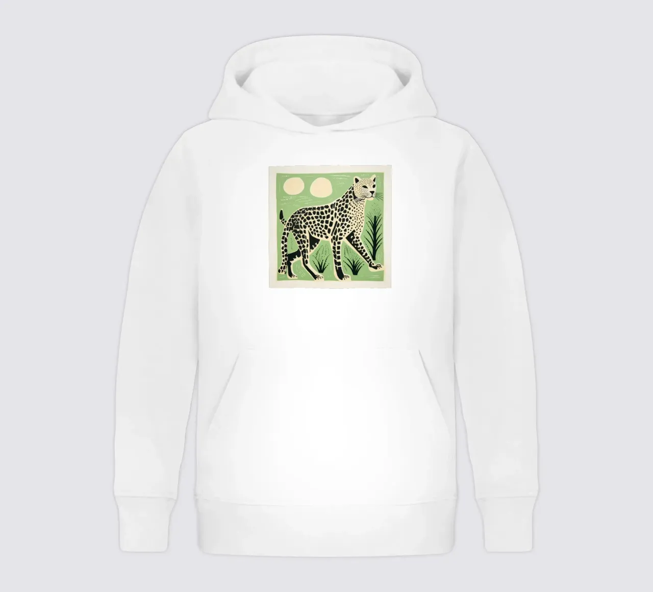 Ghepardo verde 3 felpa bambino con cappuccio da Minimal Animal Art