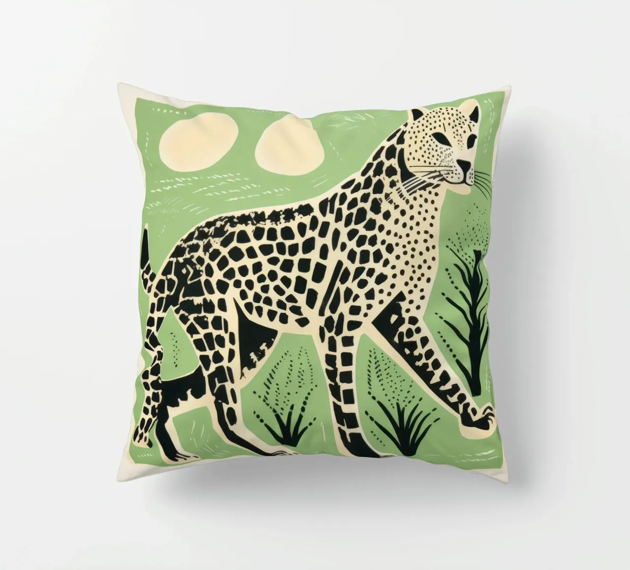 Ghepardo verde 3 cuscino da Minimal Animal Art