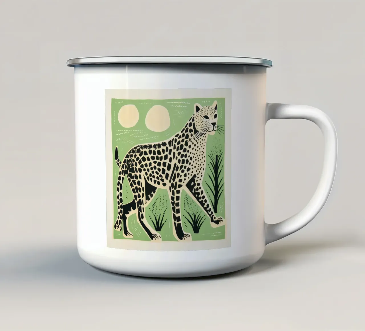 Ghepardo verde 3 tazza in smalto da Minimal Animal Art