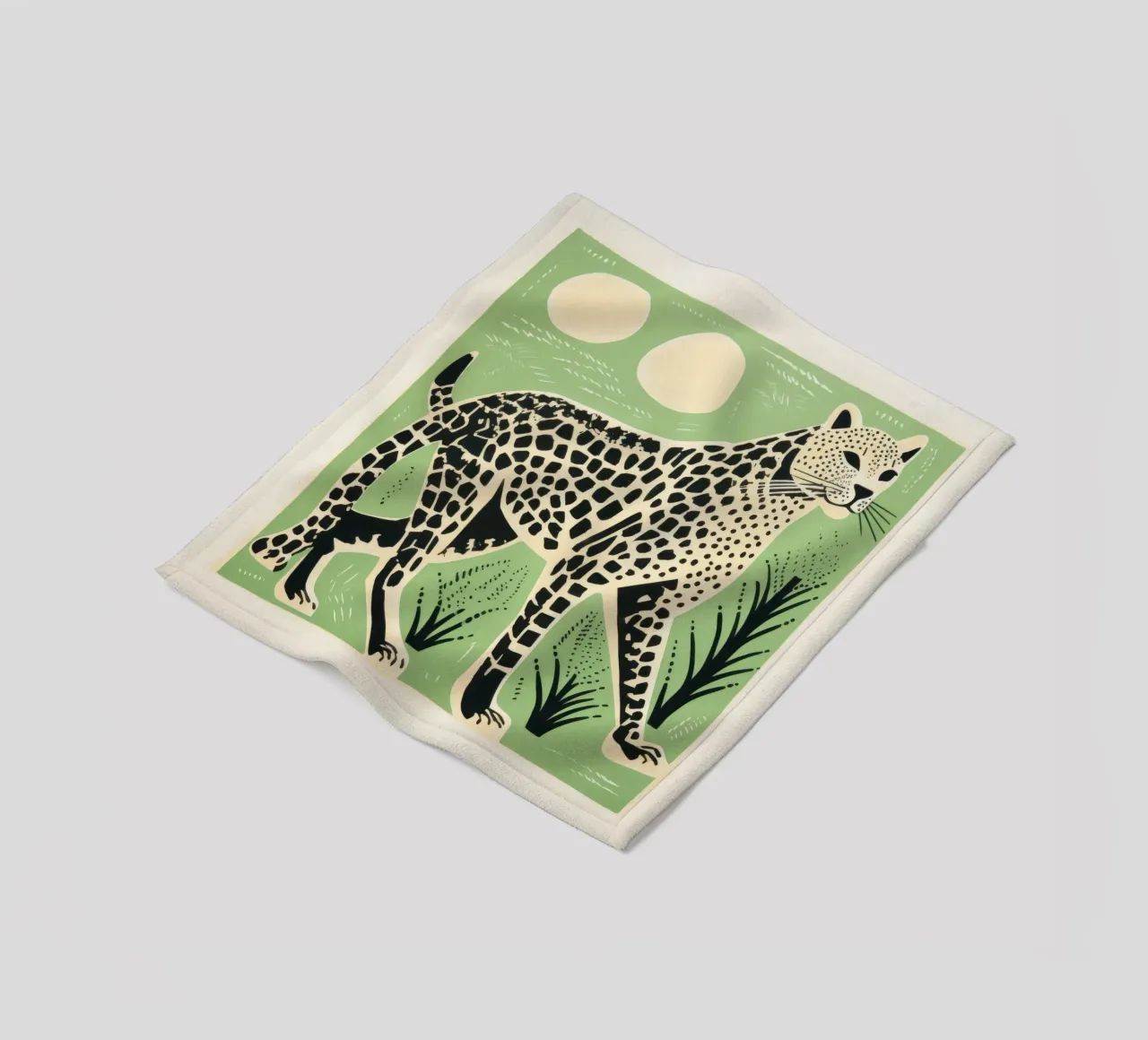 Ghepardo verde 3 coperta in pile da Minimal Animal Art