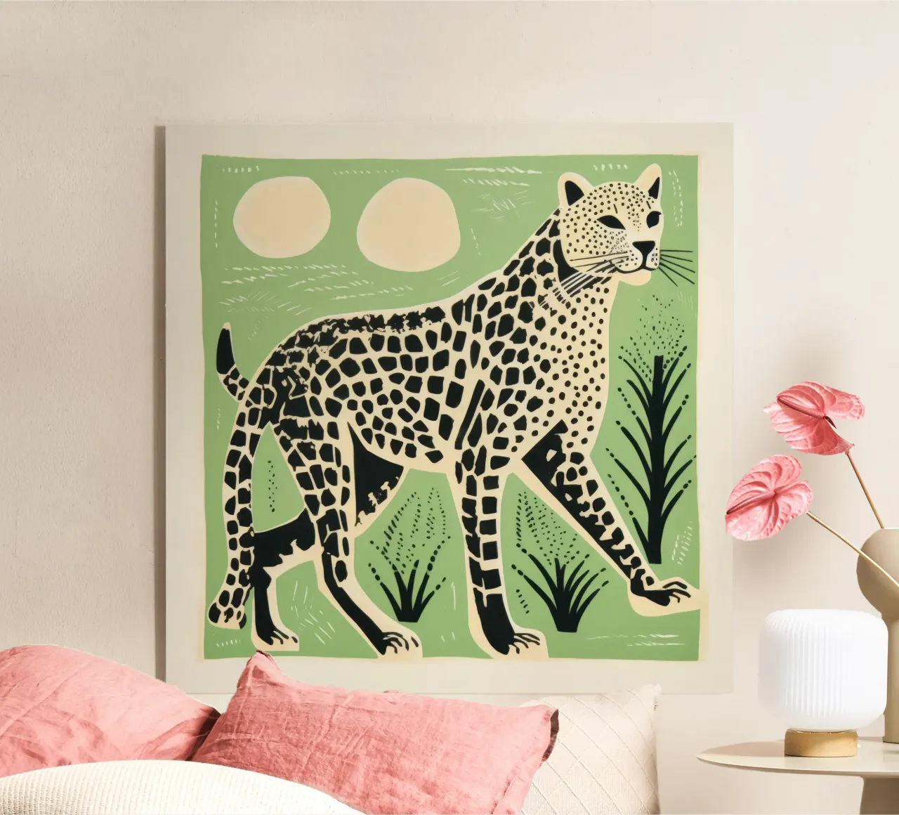 Ghepardo verde plexiglass da Minimal Animal Art