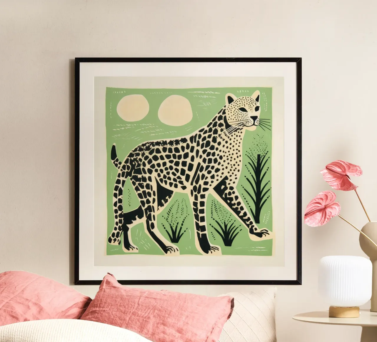 Guépard vert poster de Minimal Animal Art