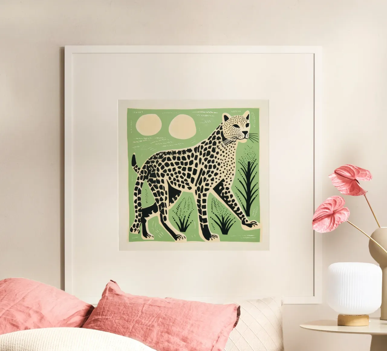 Guépard vert poster de Minimal Animal Art