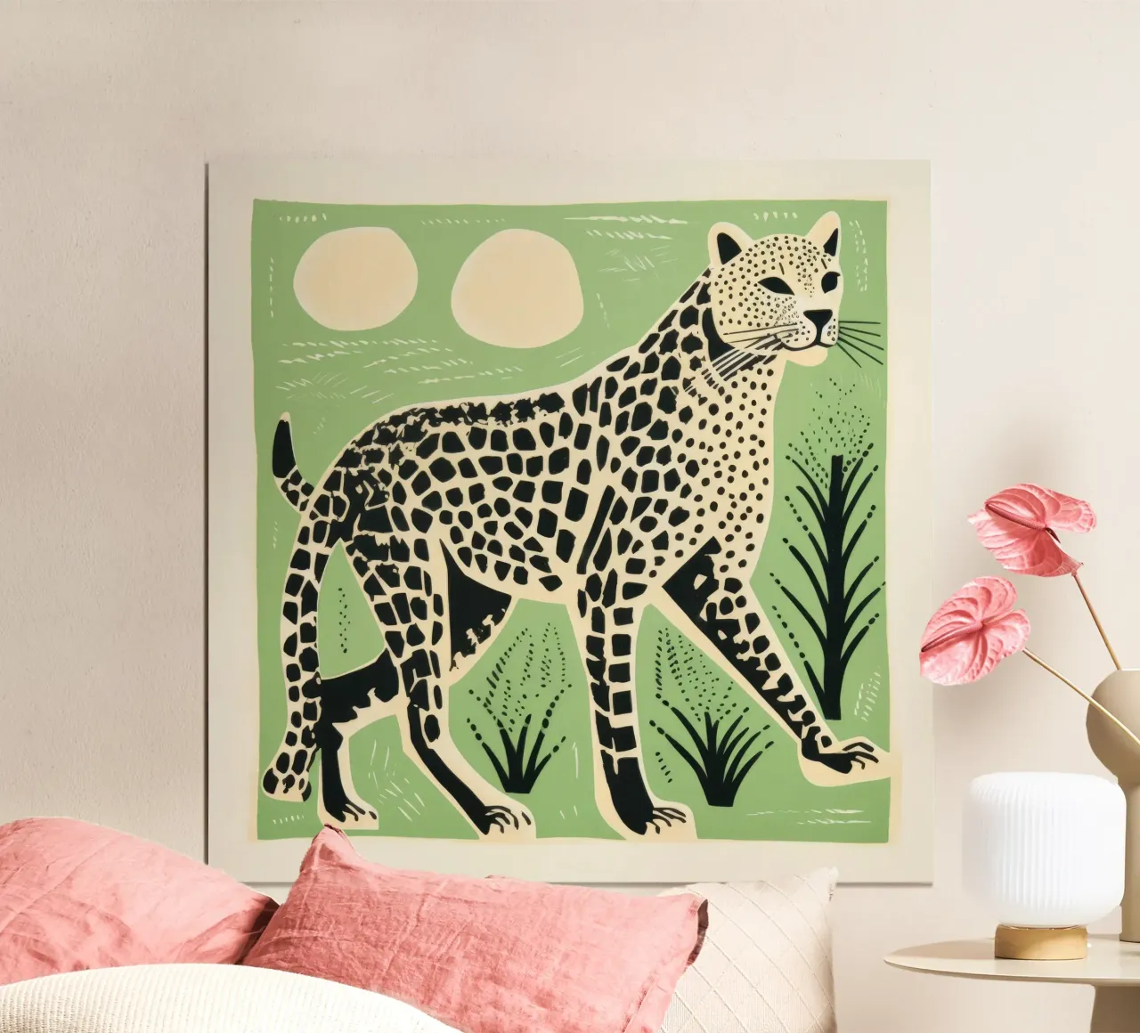 Guépard vert poster de Minimal Animal Art