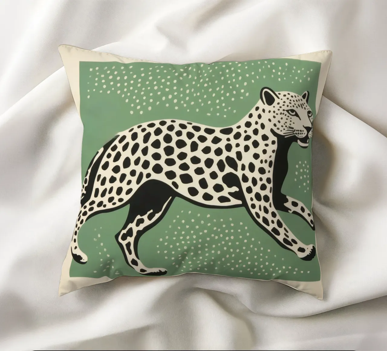 Ghepardo verde 4 cuscino da Minimal Animal Art