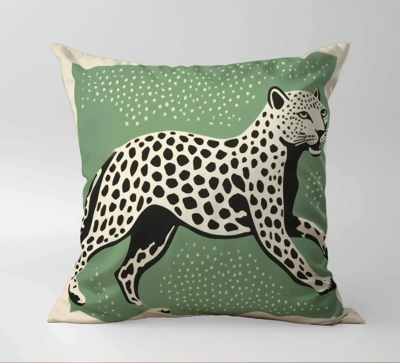 Ghepardo verde 4 cuscino da Minimal Animal Art