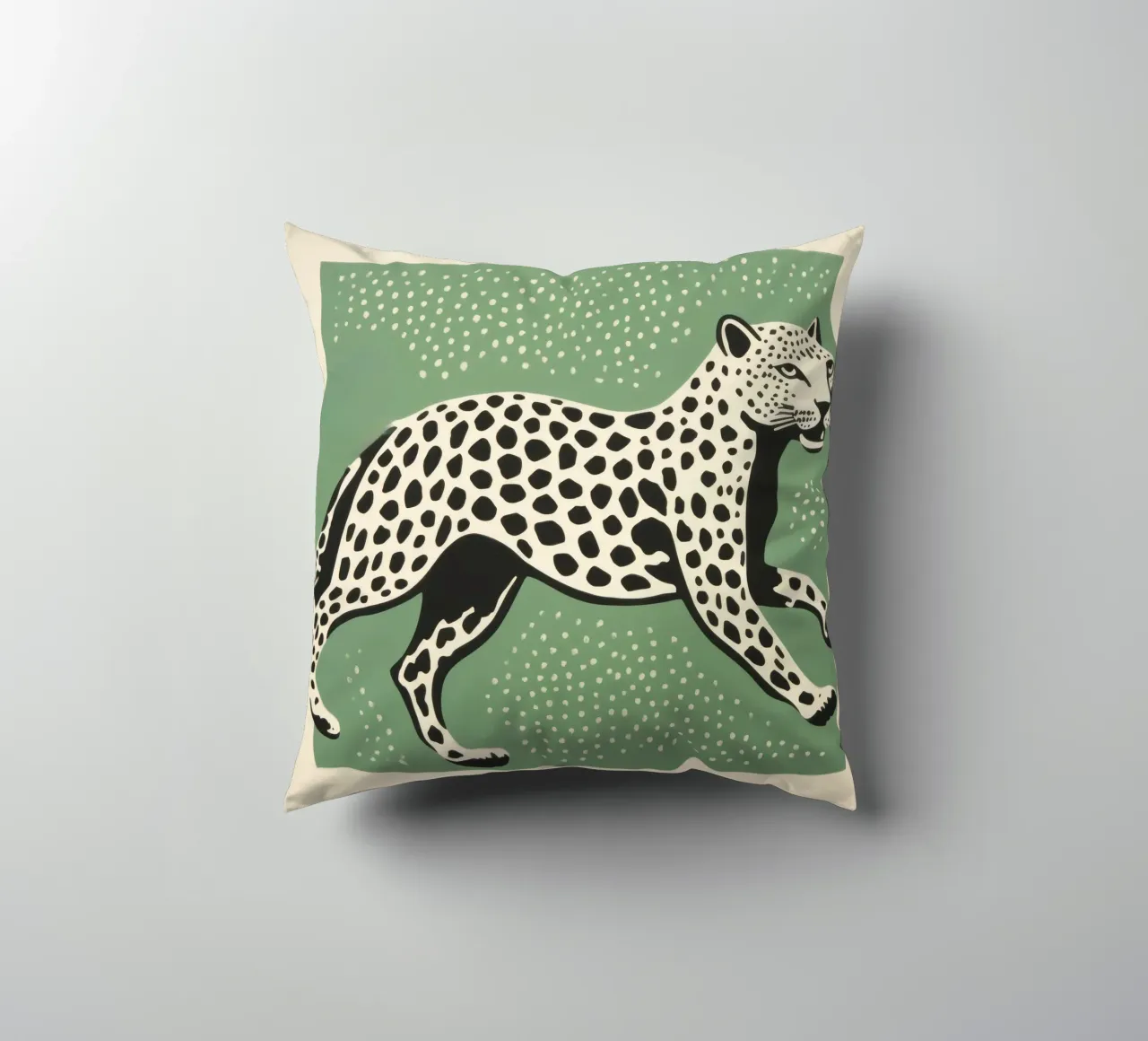 Ghepardo verde 4 cuscino da Minimal Animal Art