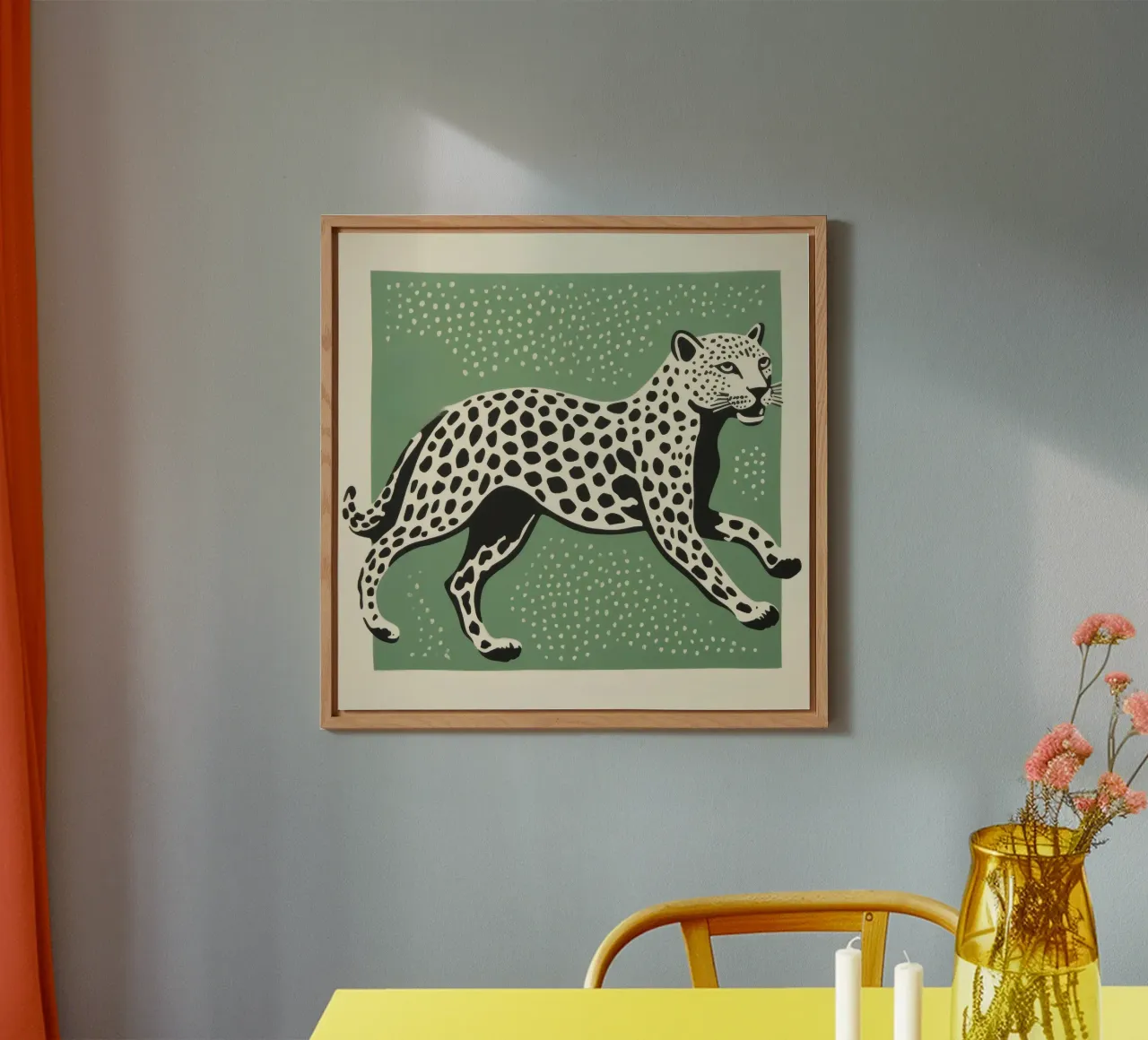 Ghepardo verde 4 alluminio dibond da Minimal Animal Art