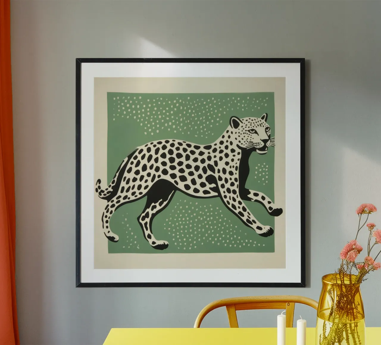 Guépard vert poster de Minimal Animal Art