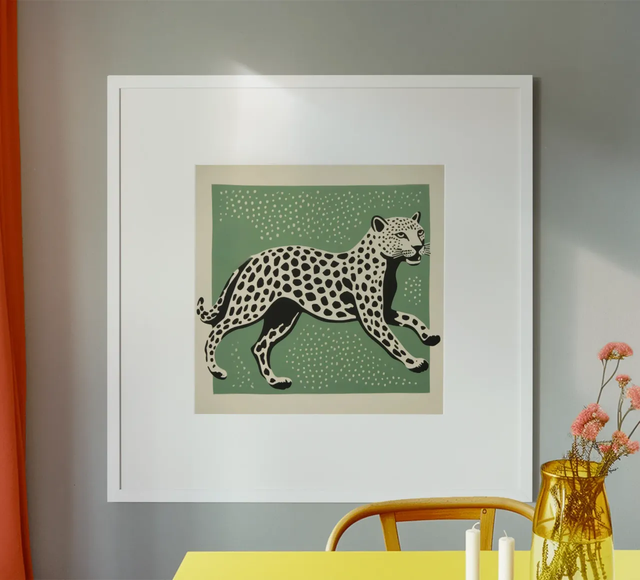 Ghepardo verde 4 poster da Minimal Animal Art