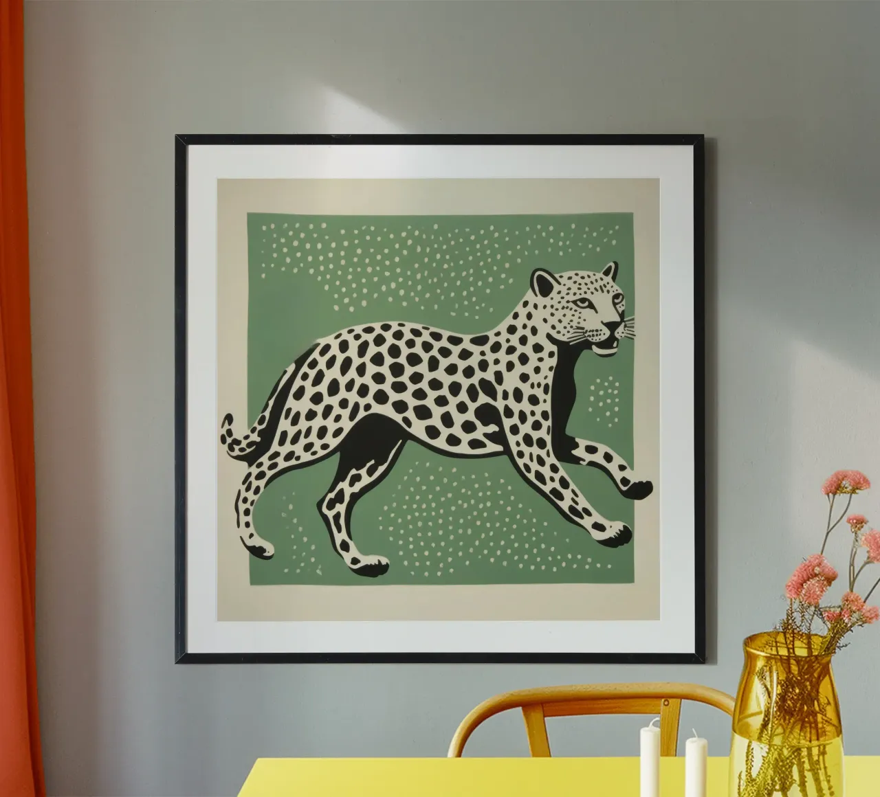 Ghepardo verde 4 poster da Minimal Animal Art