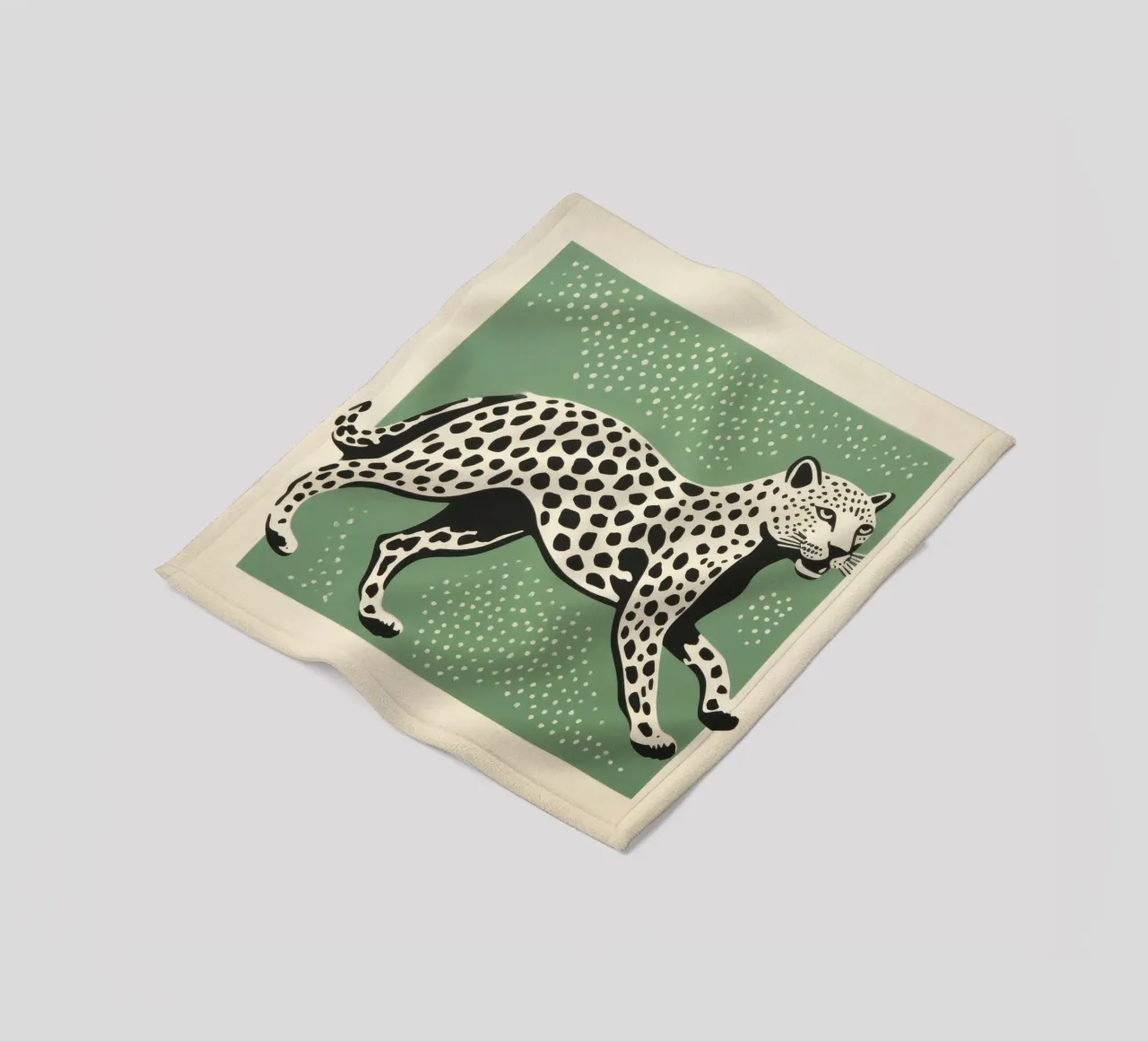 Ghepardo verde 4 coperta in pile da Minimal Animal Art