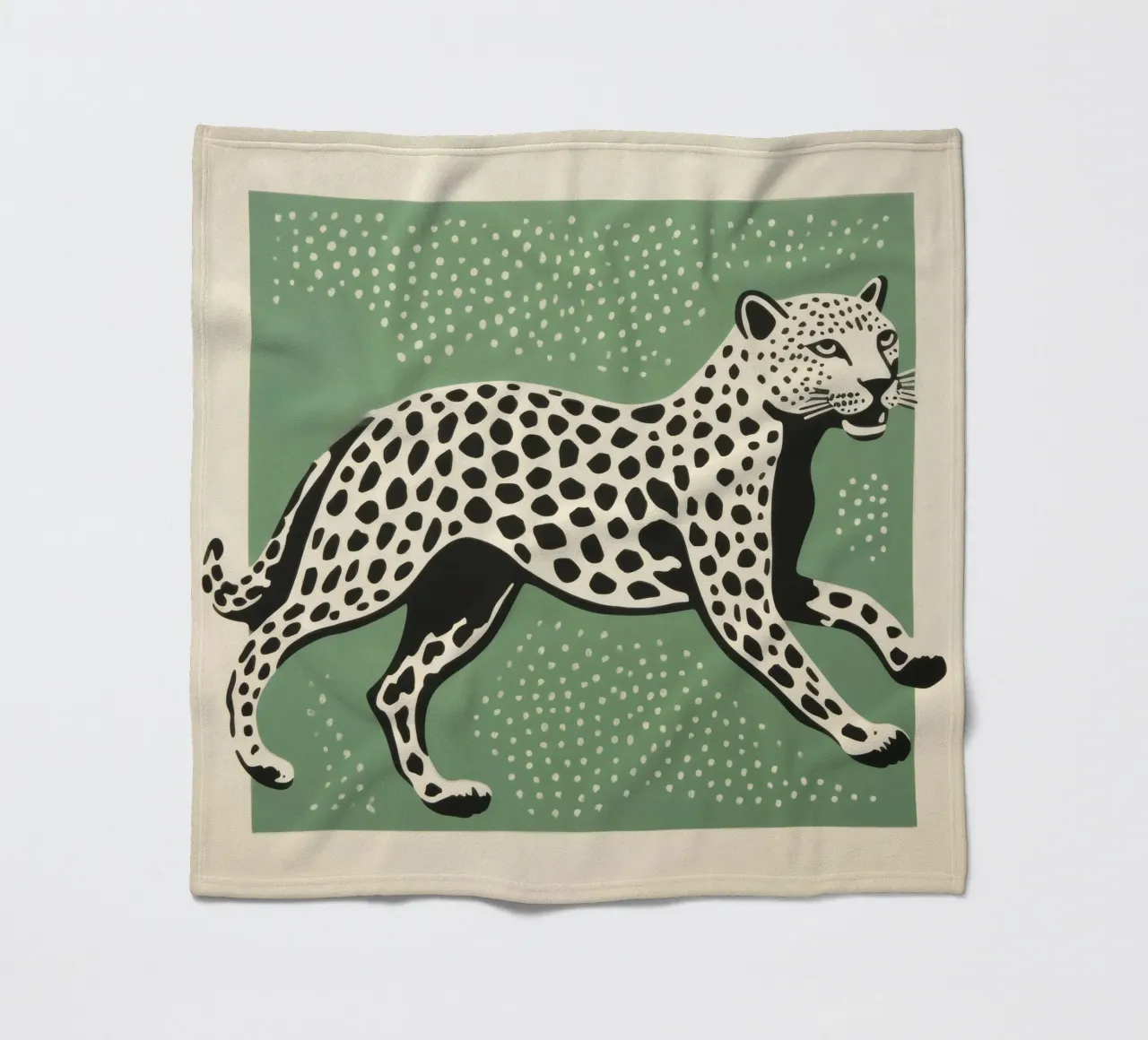 Ghepardo verde 4 coperta in pile da Minimal Animal Art