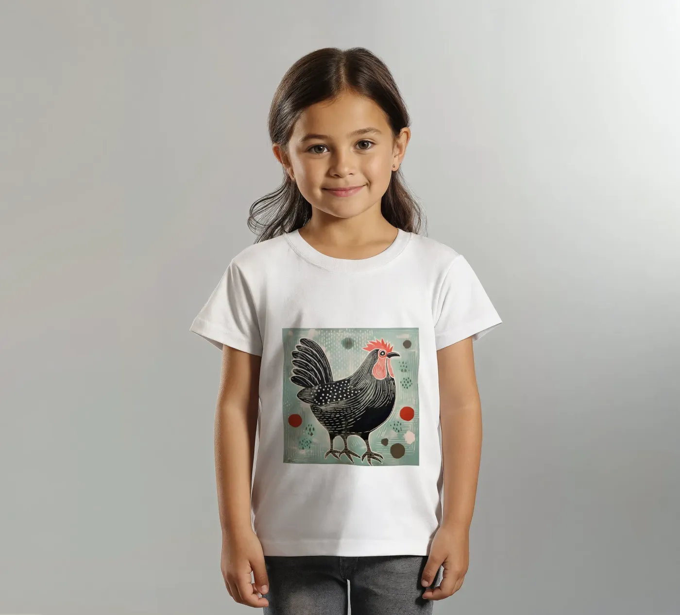 Pollo verde t-shirt bambini da Minimal Animal Art