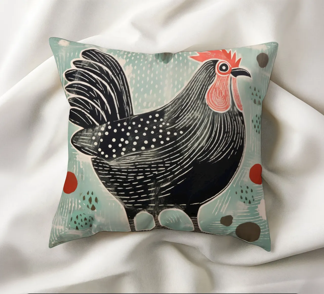 Pollo verde 1 cuscino da Minimal Animal Art