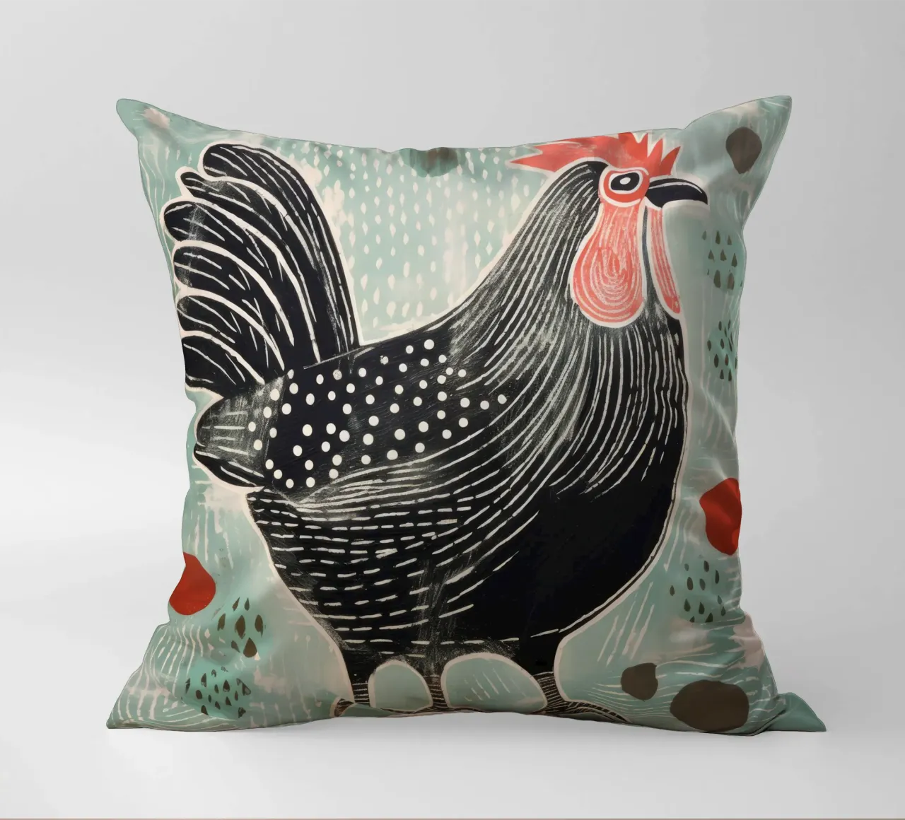 Pollo verde 1 cuscino da Minimal Animal Art