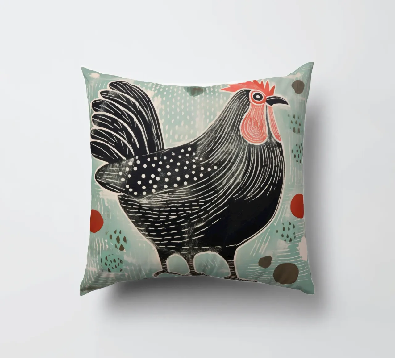 Pollo verde 1 cuscino da Minimal Animal Art