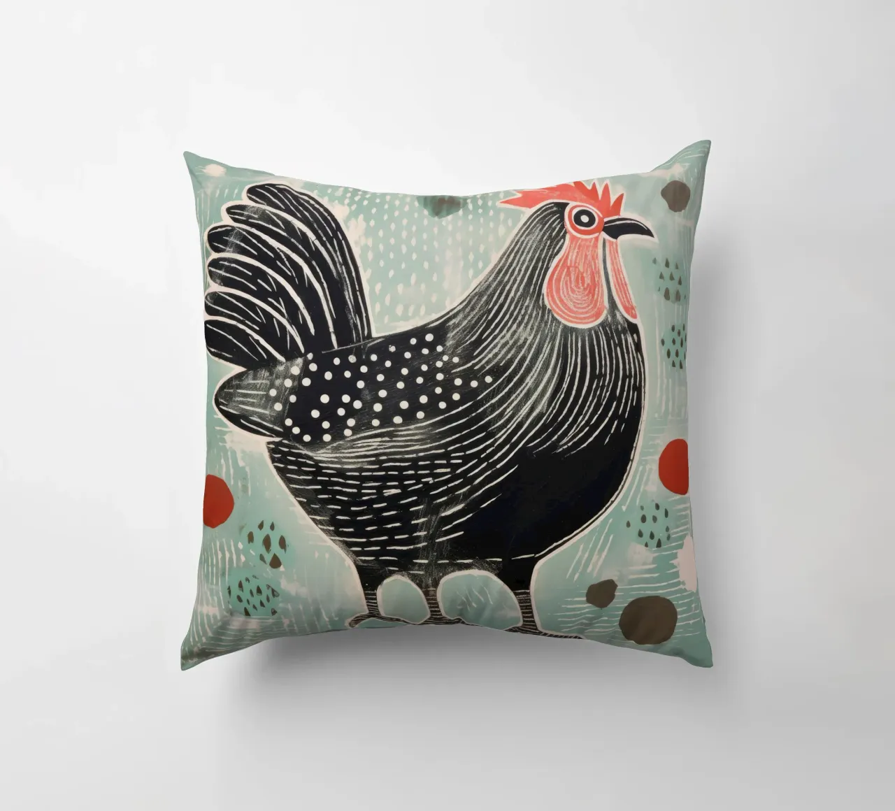 Pollo verde 1 cuscino da Minimal Animal Art