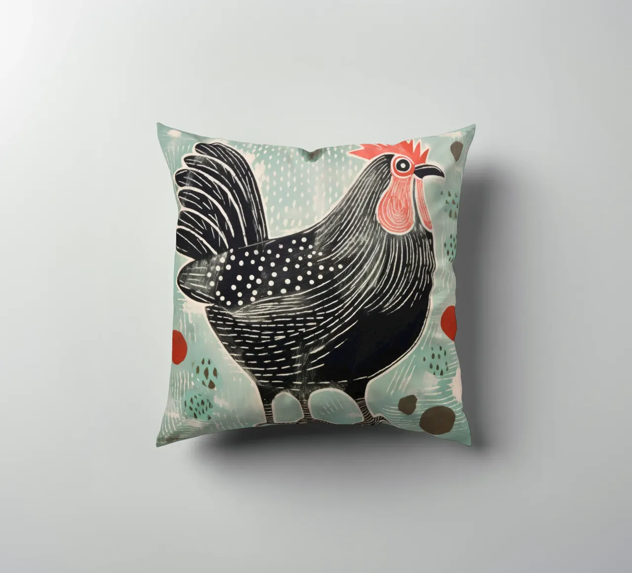 Pollo verde 1 cuscino da Minimal Animal Art