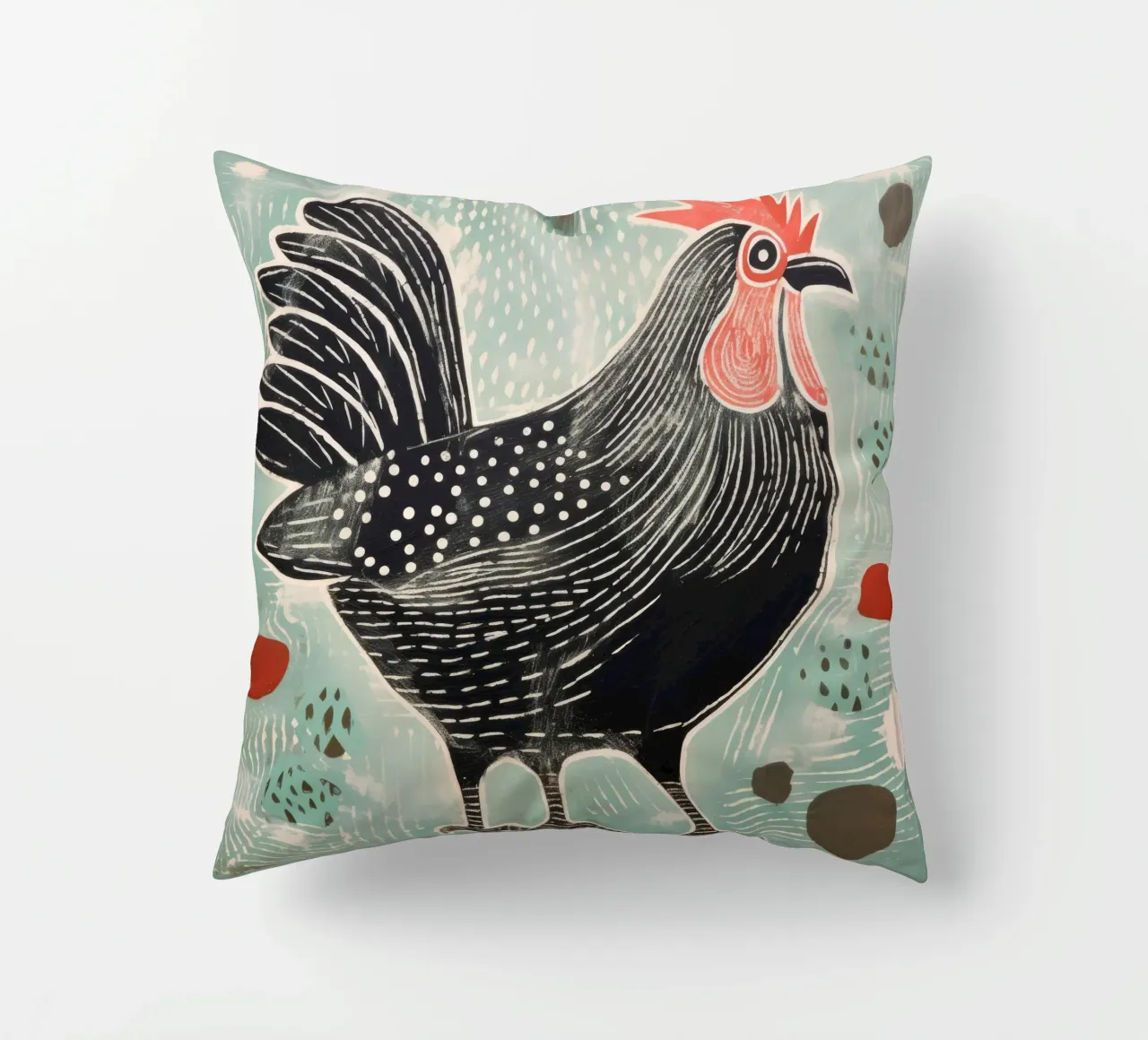 Pollo verde 1 cuscino da Minimal Animal Art