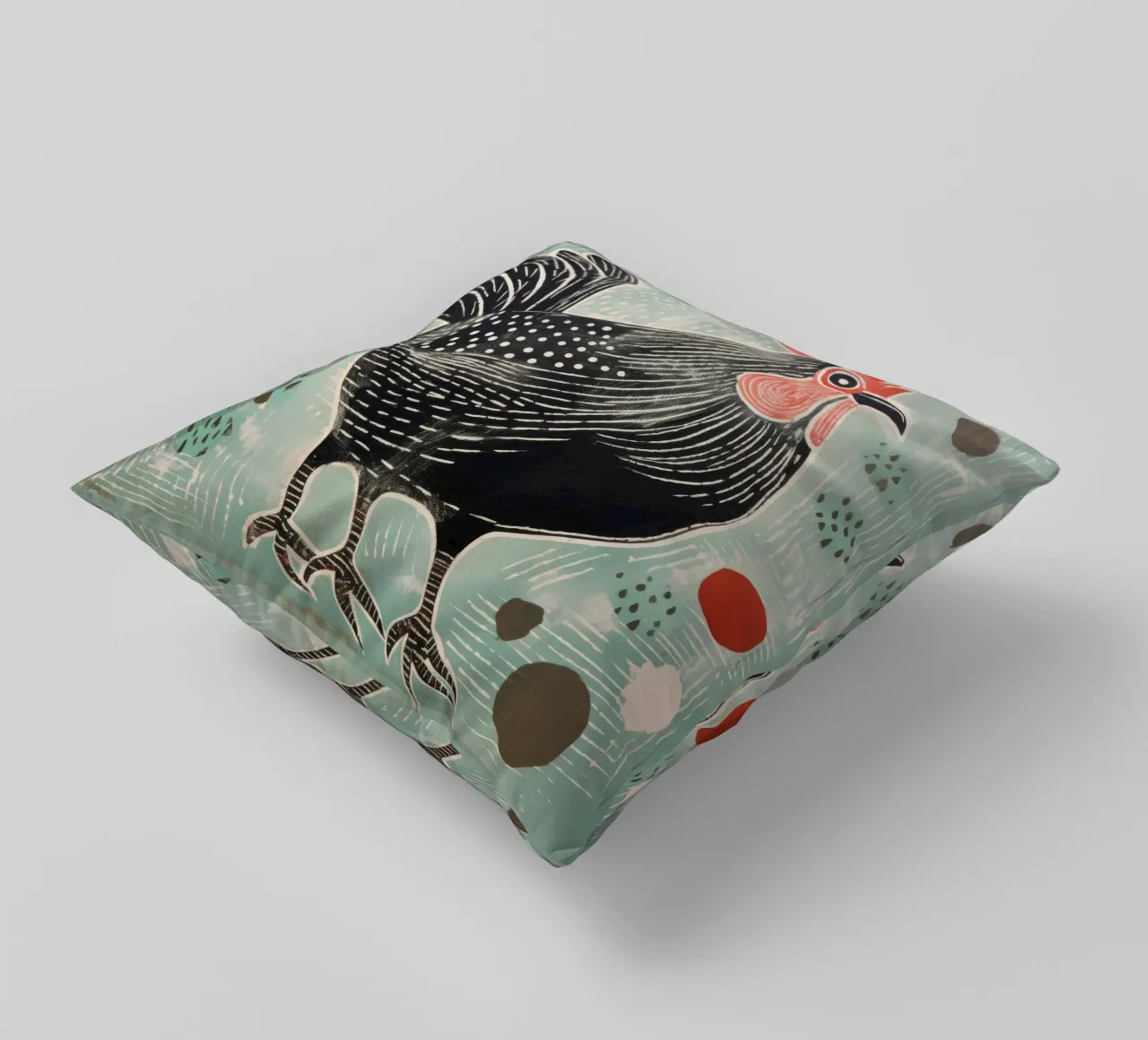 Pollo verde 1 cuscino da Minimal Animal Art