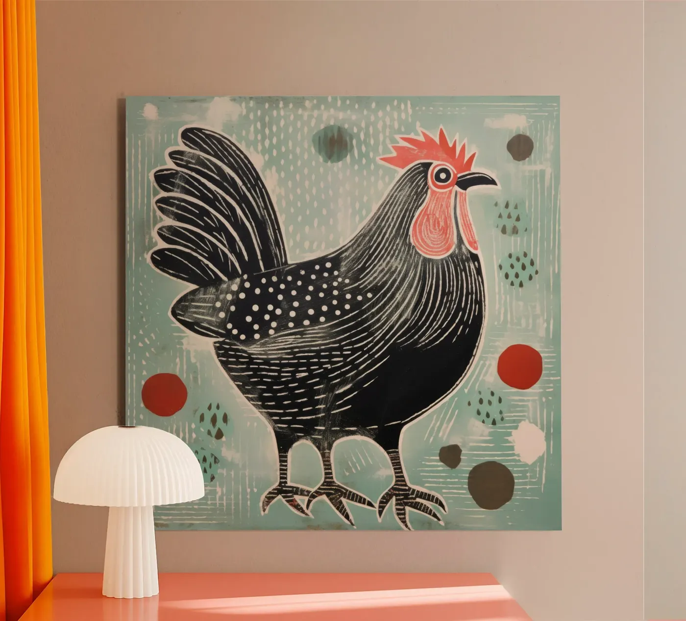 Pollo verde pannello forex da Minimal Animal Art