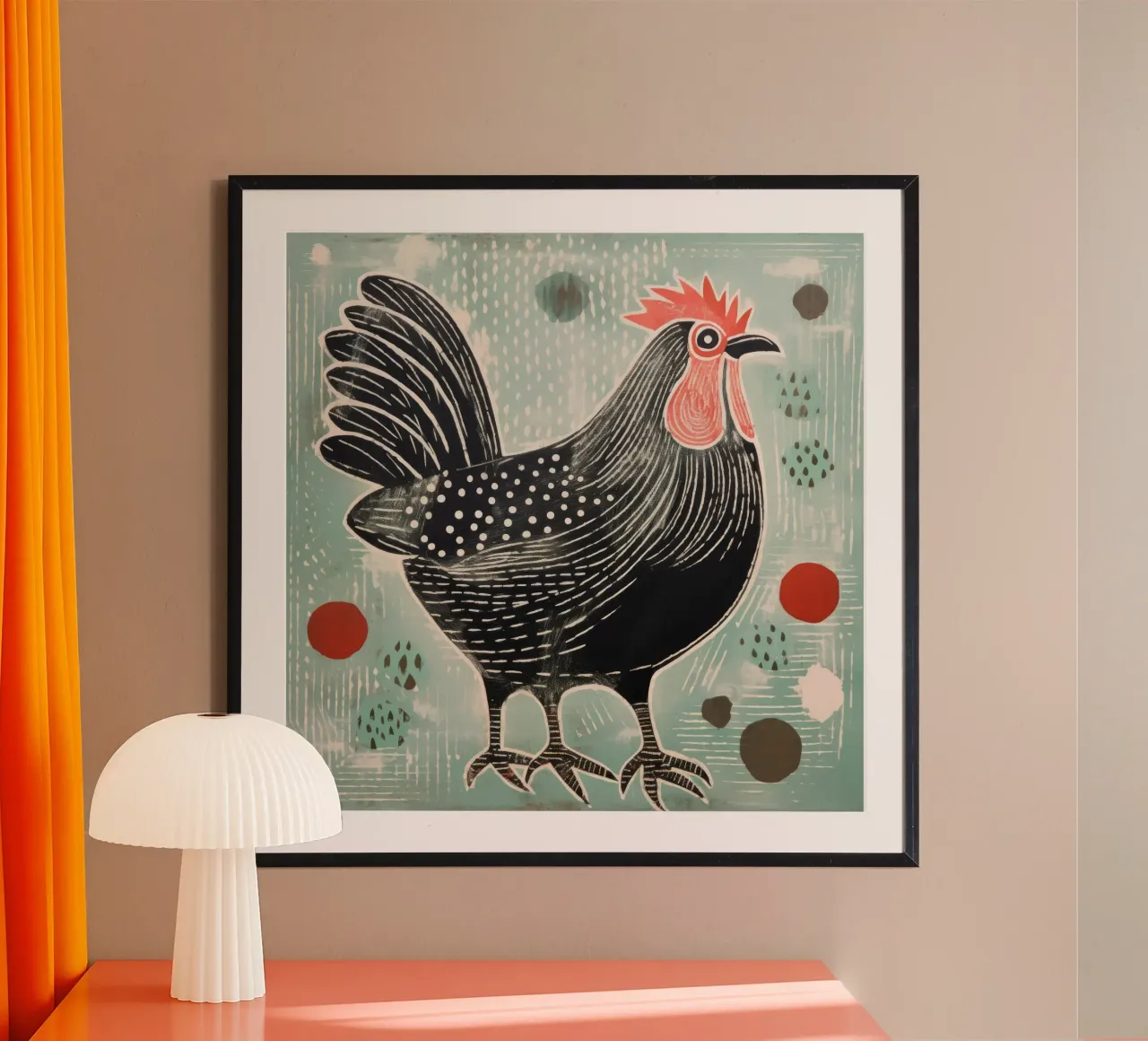 Pollo verde 1 poster da Minimal Animal Art