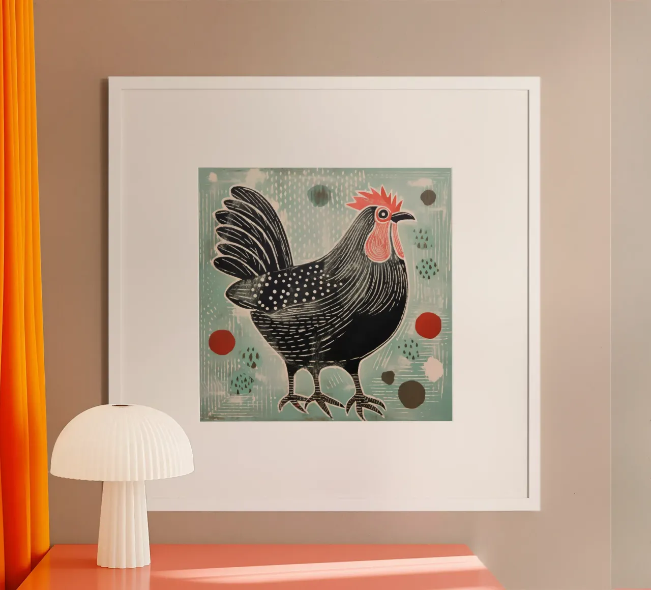 Pollo verde 1 poster da Minimal Animal Art
