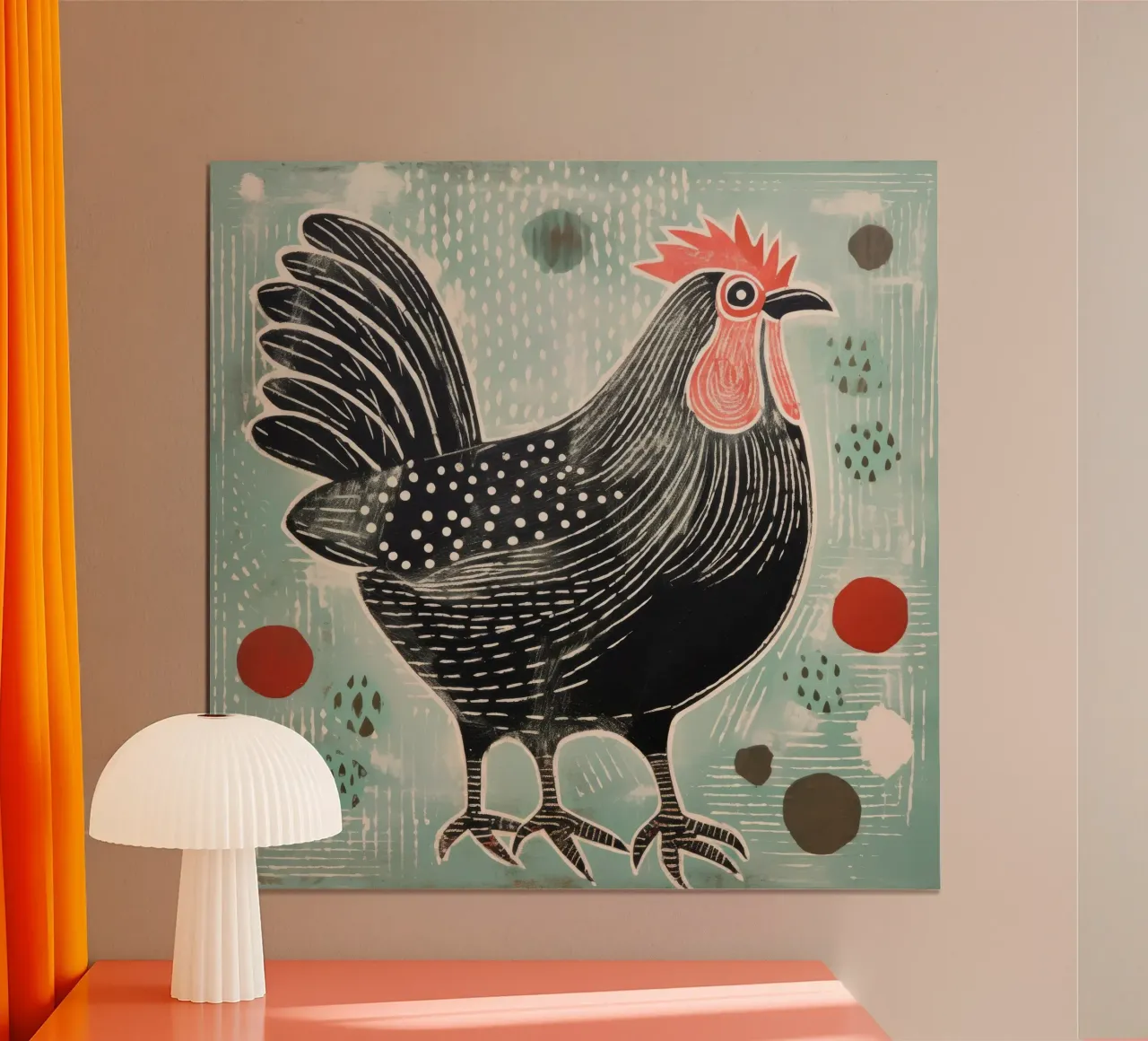 Pollo verde 1 poster da Minimal Animal Art