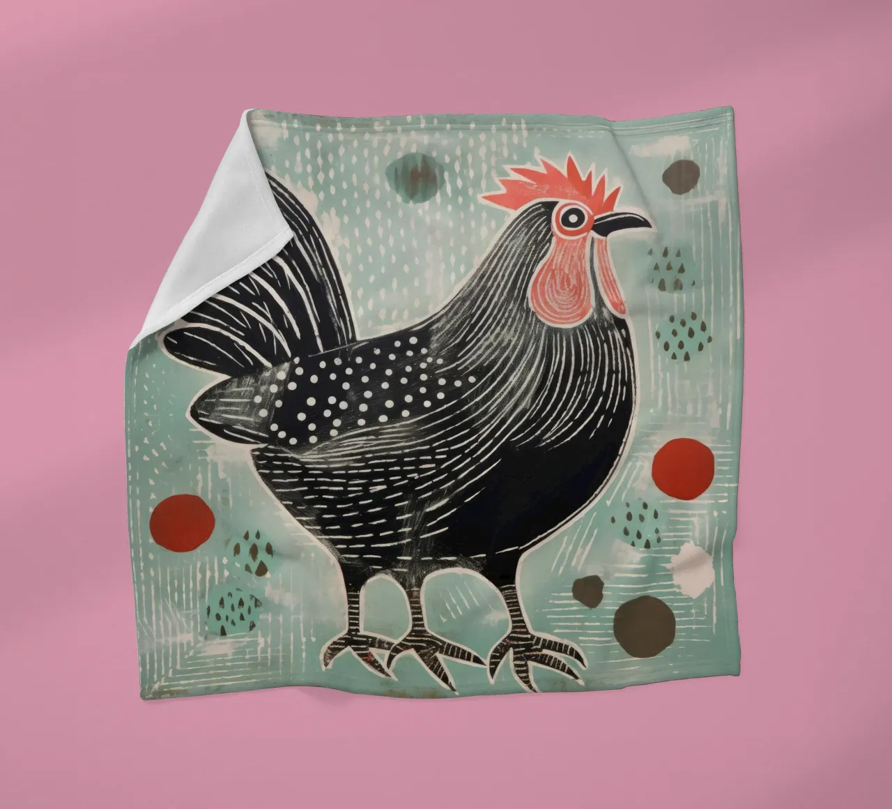 Pollo verde 1 coperta in pile da Minimal Animal Art