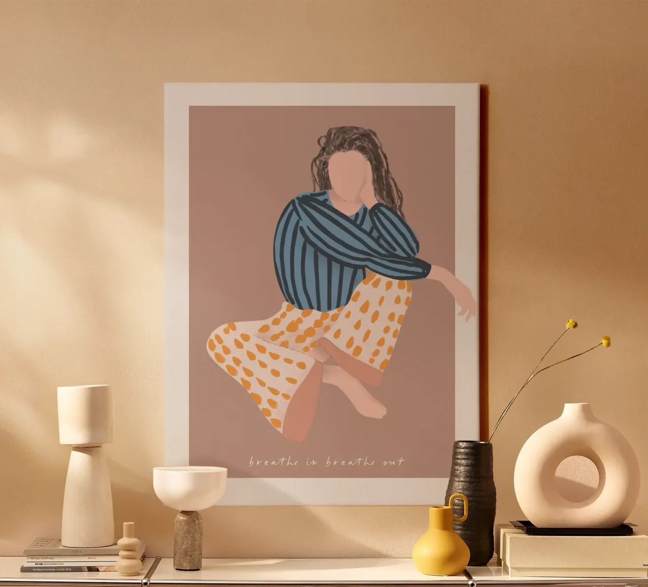 Breath In Breath Out canvas with Floater frame by treechild