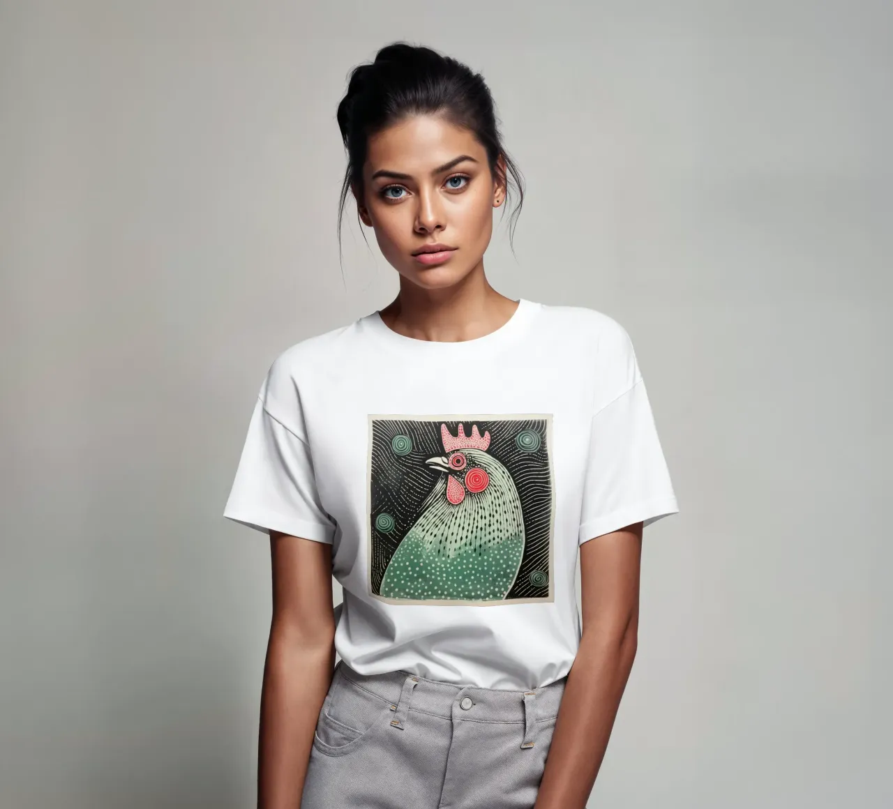 Pollo verde 2 t-shirt da Minimal Animal Art