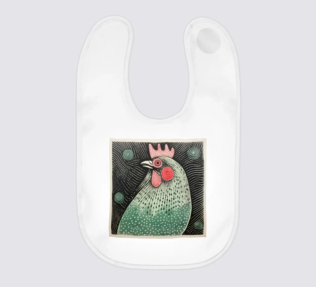 Pollo verde 2 bavaglino da Minimal Animal Art