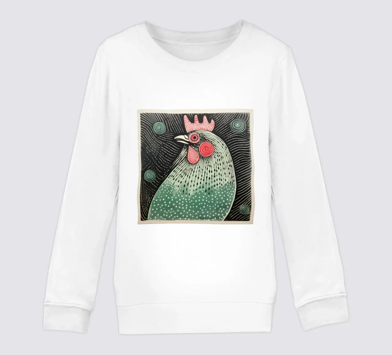 Pollo verde 2 felpa bambino da Minimal Animal Art
