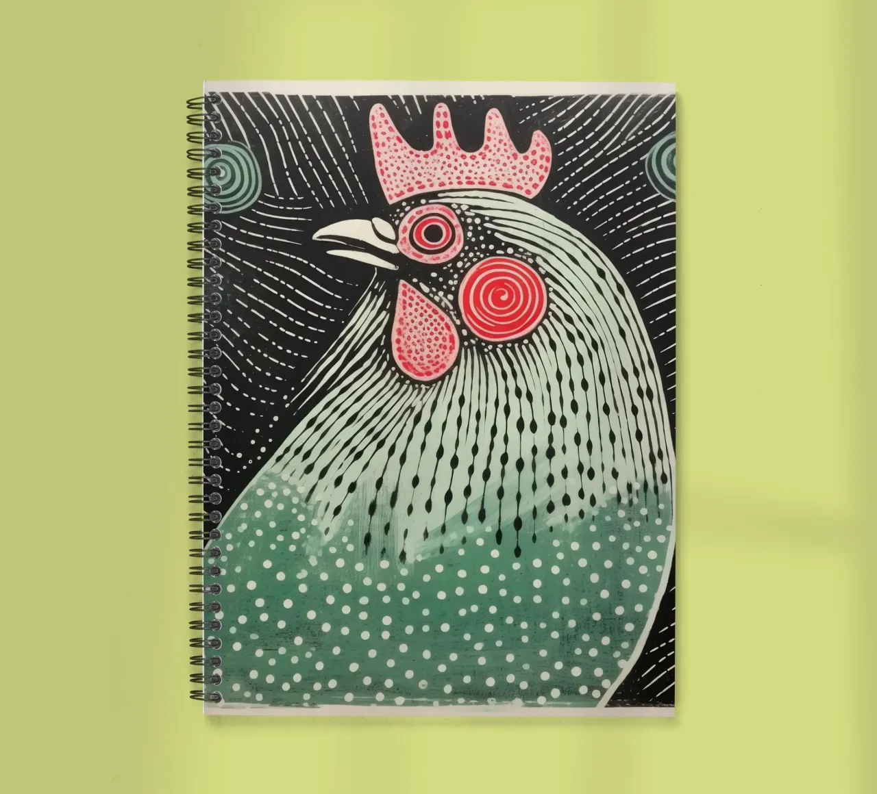 Poulet vert 2 carnet à spirale de Minimal Animal Art